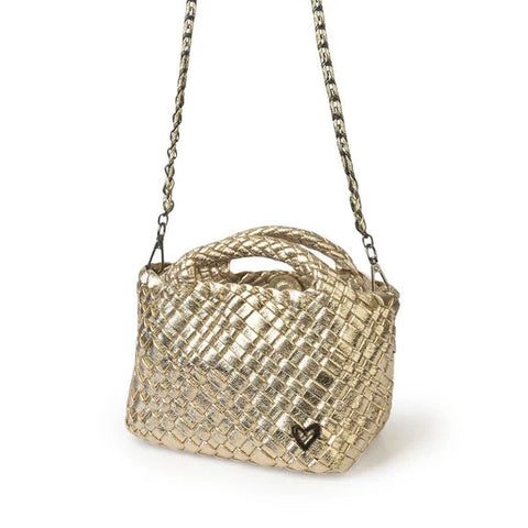 TINY HAND WOVEN GOLD TOTE Handbag prenelove 