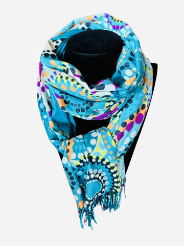 TURQUOISE GEOMETRIC LIGHTWEIGHT SCARF Scarves CARACOL Turquoise 