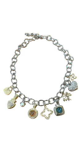 TWO TONE ASSORTED CHARM LINK CHAIN NECKLACE Necklaces FashionWear Collection 