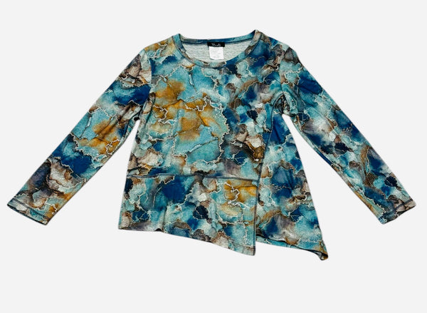 ULTRA SOFT BLUE ASYMETRIC PRINTED TOP Top Bali 