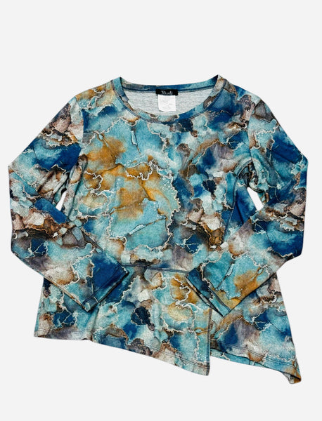 ULTRA SOFT BLUE ASYMETRIC PRINTED TOP Top Bali 