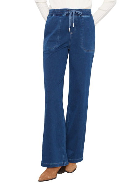 ULTRA SOFT WIDE LEG DENIM JOGGER PANT Jeans Charlie B. XS Indigo Blue 