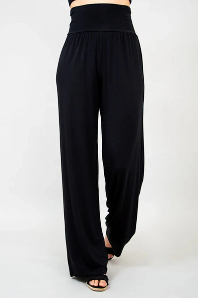 ULTRA SOFT WIDE WAISTBAND BLACK BAMBOO PANT Top Blue Sky 