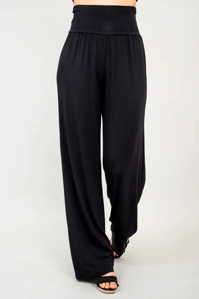 ULTRA SOFT WIDE WAISTBAND BLACK BAMBOO PANT Top Blue Sky 