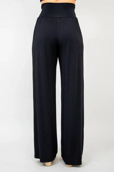ULTRA SOFT WIDE WAISTBAND BLACK BAMBOO PANT Top Blue Sky 