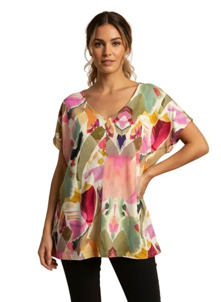 V NECK DROP SHOULDER FLORAL PRINT TOP Jacket GG Jeans 