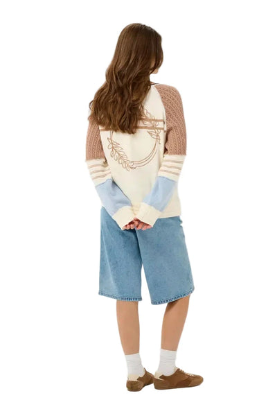 V-NECK KNIT SLEEVE CASUAL JACKET Jacket CREAM 