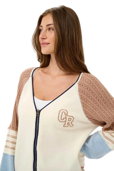 V-NECK KNIT SLEEVE CASUAL JACKET Jacket CREAM 