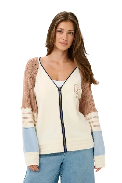V-NECK KNIT SLEEVE CASUAL JACKET Jacket CREAM XS Mix 