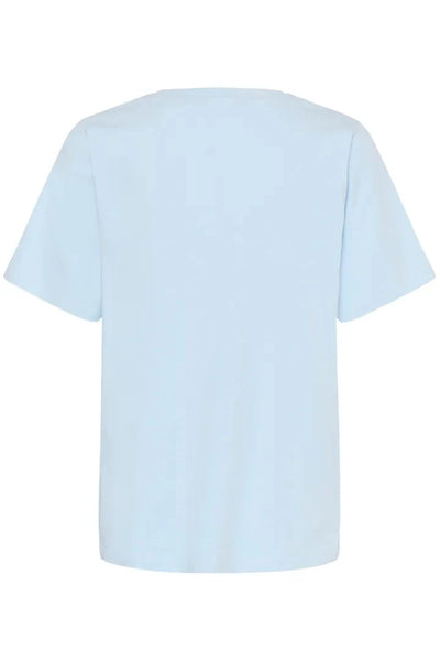 V NECK LIGHT BLUE HEART T SHIRT T Shirts & Tops CULTURE 