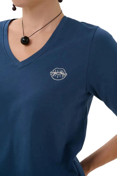 V NECK NAVY T SHIRT T Shirts & Tops CULTURE 