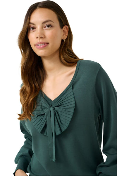 V NECK PINE SWEATER WITH BOW DETAIL SWEATER CREAM 