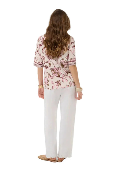 V NECK PINK FLORAL TOP Shirts & Tops CREAM 
