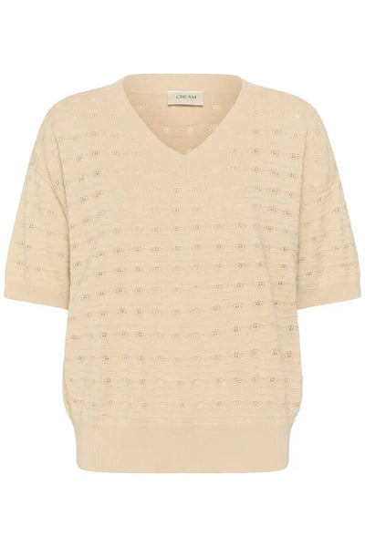 V-NECK SHORT LENGTH KNITTED CREAM PULLOVER Dresses CREAM 