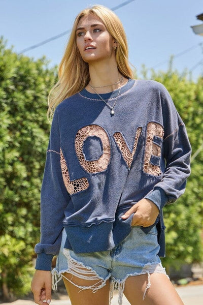 VINTAGE NAVY LACE CONTRAST LOVE SWEATSHIRT SWEATER FashionWear Collection S Vintage Navy 