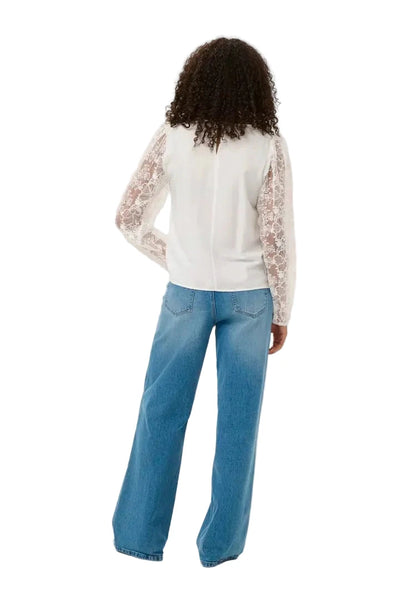 WHITE BLOUSE WITH LACE SHEER LONG SLEEVE Blouse Kaffe 