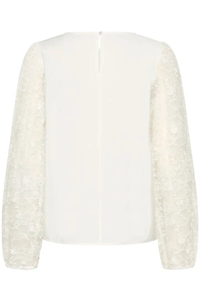 WHITE BLOUSE WITH LACE SHEER LONG SLEEVE Blouse Kaffe 