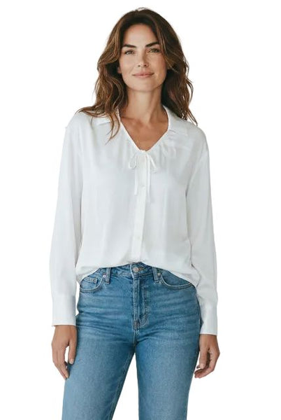 WHITE BUTTON DOWN LONG SLEEVE SHIRT Blouse Kaffe 34 White 