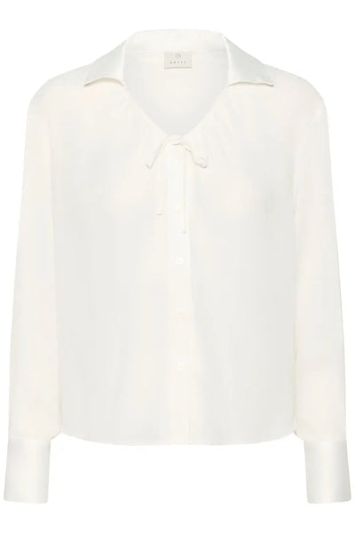 WHITE BUTTON DOWN LONG SLEEVE SHIRT Blouse Kaffe 34 White 