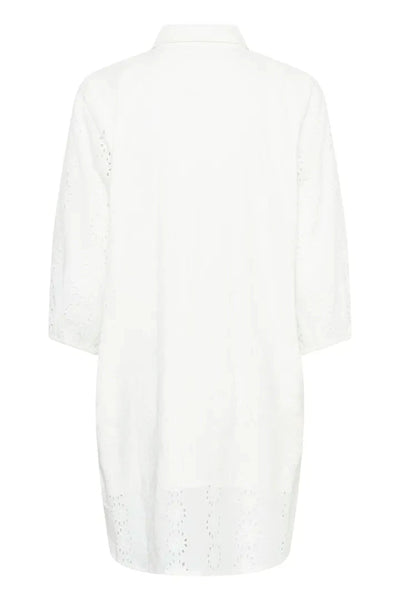 WHITE EYELIT DETAIL SHIRT DRESS Dress Kaffe 