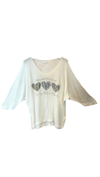 WHITE HEART METALLIC LEOPARD LOOSE OPEN KNIT SWEATER Sweater Karma 