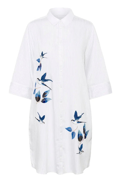WHITE KNEE LENGTH SHIRT DRESS Dress CREAM 