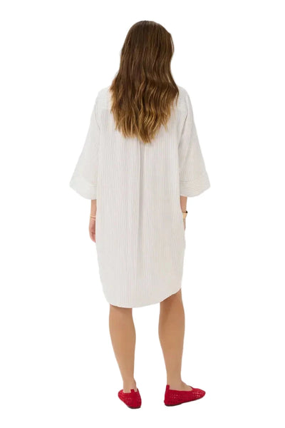 WHITE KNEE LENGTH SHIRT DRESS Dress CREAM 