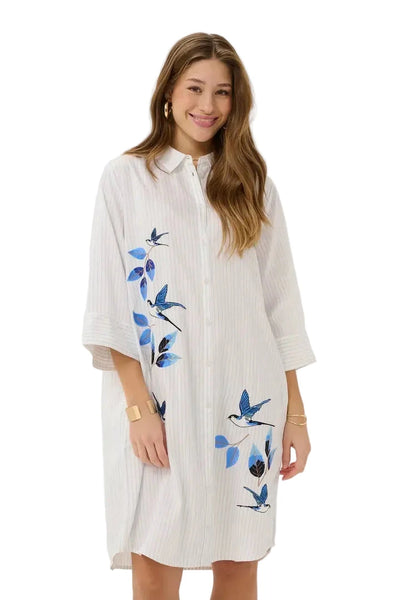 WHITE KNEE LENGTH SHIRT DRESS Dress CREAM 