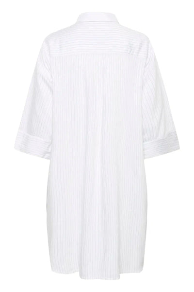 WHITE KNEE LENGTH SHIRT DRESS Dress CREAM 