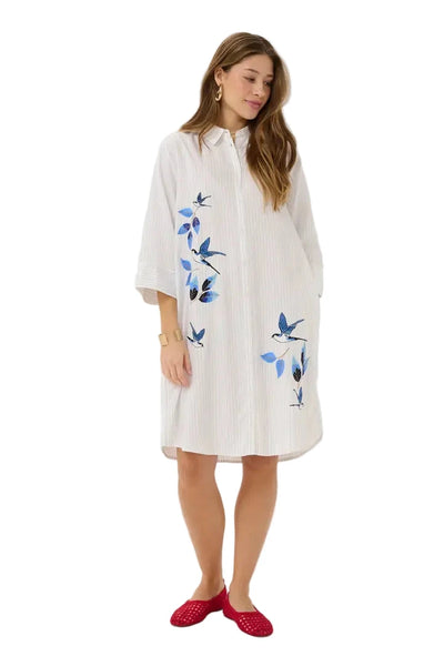WHITE KNEE LENGTH SHIRT DRESS Dress CREAM 