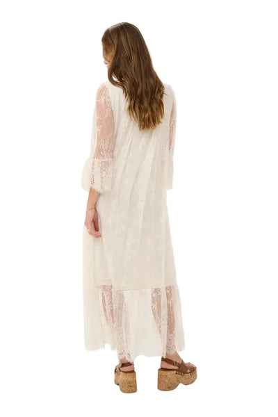 WHITE LACE LONG MAXI DRESS Dresses CREAM 