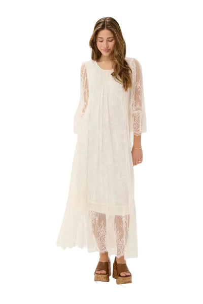 WHITE LACE LONG MAXI DRESS Dresses CREAM 36 Whisper White 