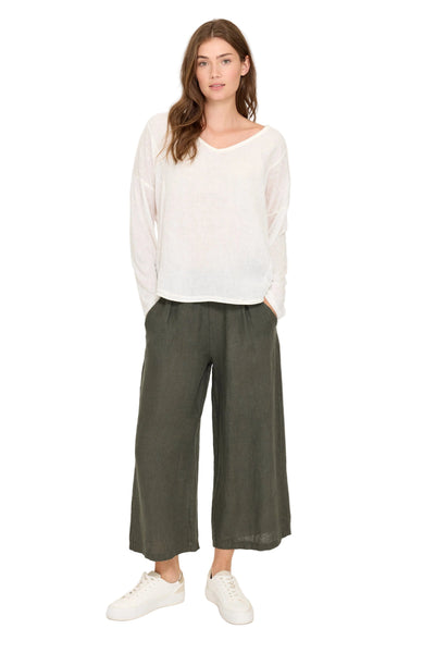 WHITE LONG SLEEVE LINEN AND KNITTED TOP Top Pistache 