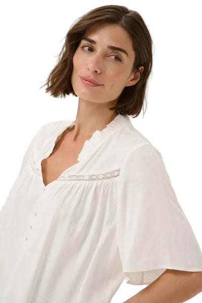 WHITE SHORT SLEEVE V NECK TOP T Shirts & Tops CULTURE 
