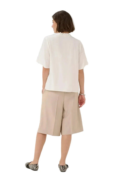 WHITE SHORT SLEEVE V NECK TOP T Shirts & Tops CULTURE 