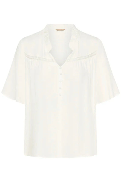 WHITE SHORT SLEEVE V NECK TOP T Shirts & Tops CULTURE 