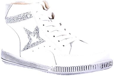 WHITE STAR SIDE ZIPPER HIGHTOP SNEAKER Shoes Little Empress 36 White Silver Star 