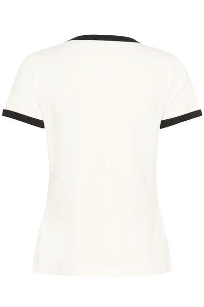 WHITE T SHIRT WITH BLACK TRIM ON NECK AND SLEEVE Blouse Kaffe 