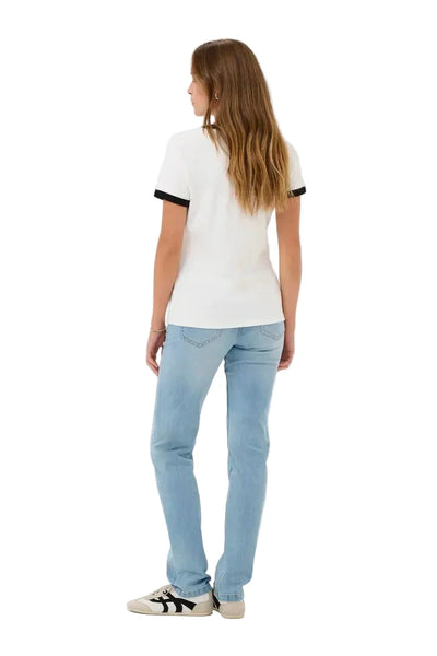 WHITE T SHIRT WITH BLACK TRIM ON NECK AND SLEEVE Blouse Kaffe 