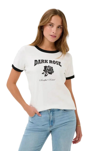 WHITE T SHIRT WITH BLACK TRIM ON NECK AND SLEEVE Blouse Kaffe 