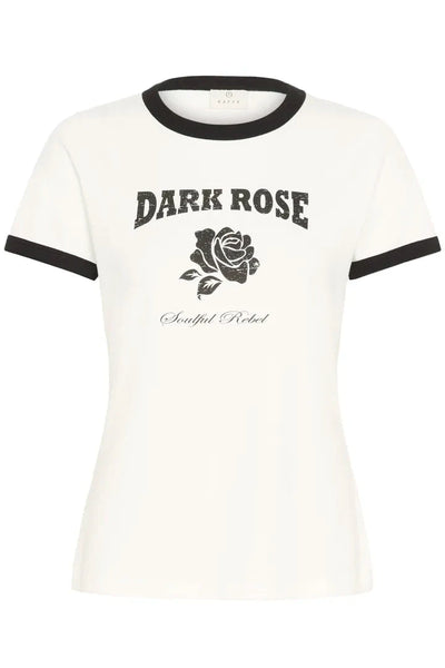 WHITE T SHIRT WITH BLACK TRIM ON NECK AND SLEEVE Blouse Kaffe 