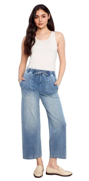 WIDE LEG DENIM JOGGER PANTS Pant Charlie B. XS Medium Blue 