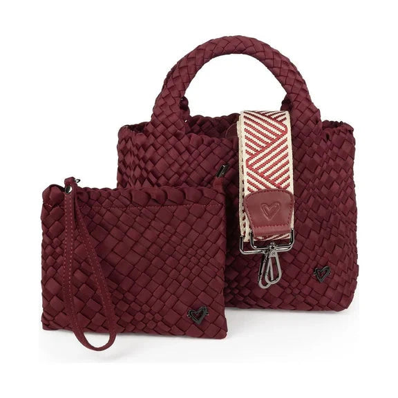 WINE SMALL WOVEN TOTE Handbag prenelove 