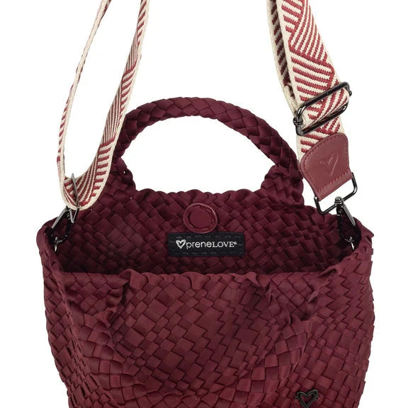 WINE SMALL WOVEN TOTE Handbag prenelove OS Wine 