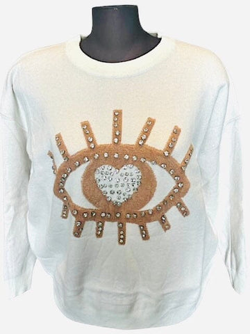 WINTER WHITE EYE LASH SWEATER Sweater Karma OS Winter White 