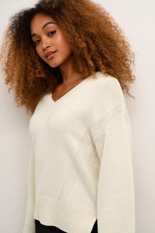 WINTER WHITE V NECK SWEATER Sweater CREAM 