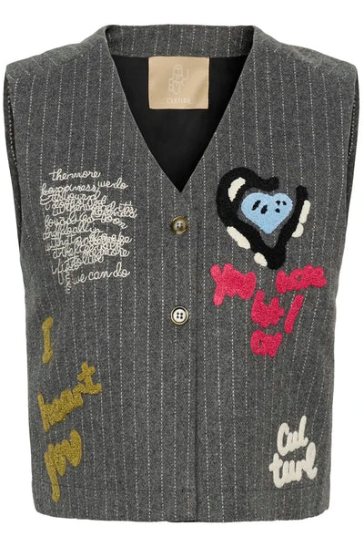 WOVEN APPLIQUE PINSTRIPE VEST Blazer CULTURE 