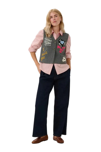 WOVEN APPLIQUE PINSTRIPE VEST Blazer CULTURE 
