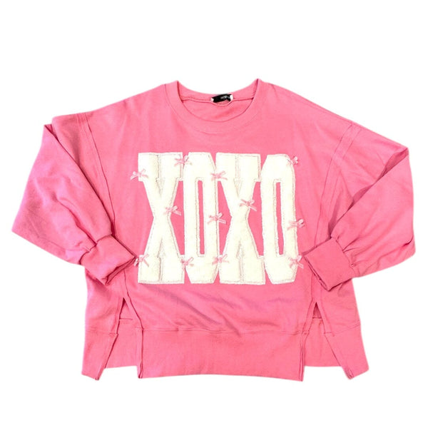 XOXO SEQUINS AND BOXS SWEATSHIRT sweatshirt FashionWear Collection S Candy Pink 