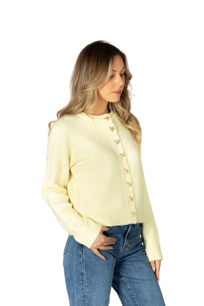 YELLOW BOW BUTTON DOWN CARDIGAN Cardigan LYLA + LUXE 